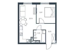1-к квартира, вторичка, 45м2, 12/30 этаж