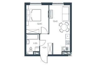 1-к квартира, вторичка, 42м2, 12/30 этаж